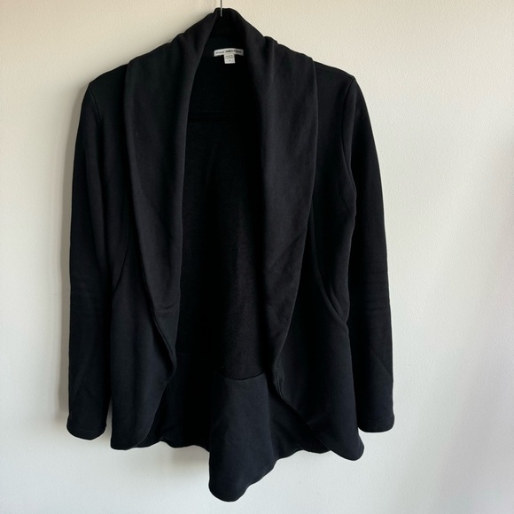 Standard James Perse Black French Terry Cocoon Open Front Cardigan Jacket Small - Picture 2 of 5
